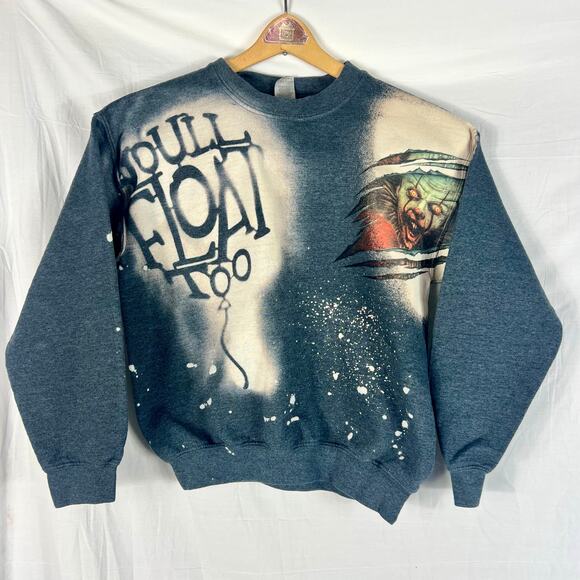 Pennywise Clown Sweater Youth Large Gray Boutique IT Horror Gildan - Picture 1 of 7